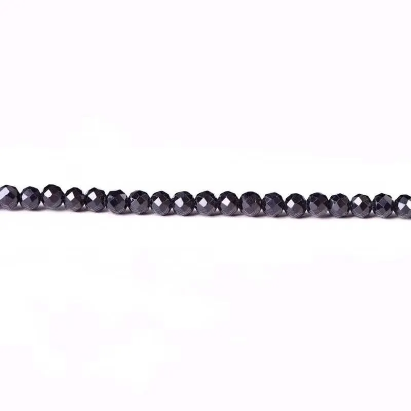 Un Filo Di Perle Sciolte Spinello Nero Sfaccettato Rotondo 2Mm 35Cm