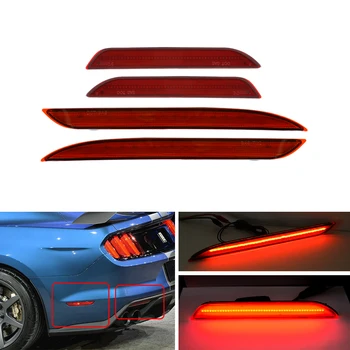 

4PCs Combo Led Rear Bumper Reflector Lamp + Rear Red Led Side Marker Lights Kits For Ford Mustang 2015 2016 2017
