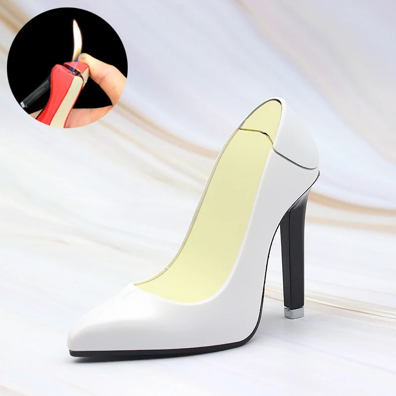 Милые женские туфли на высоком каблуке; Легкие креативные туфли с бутаном; женские зажигалки для украшения коллекции сигарет - Цвет: white
