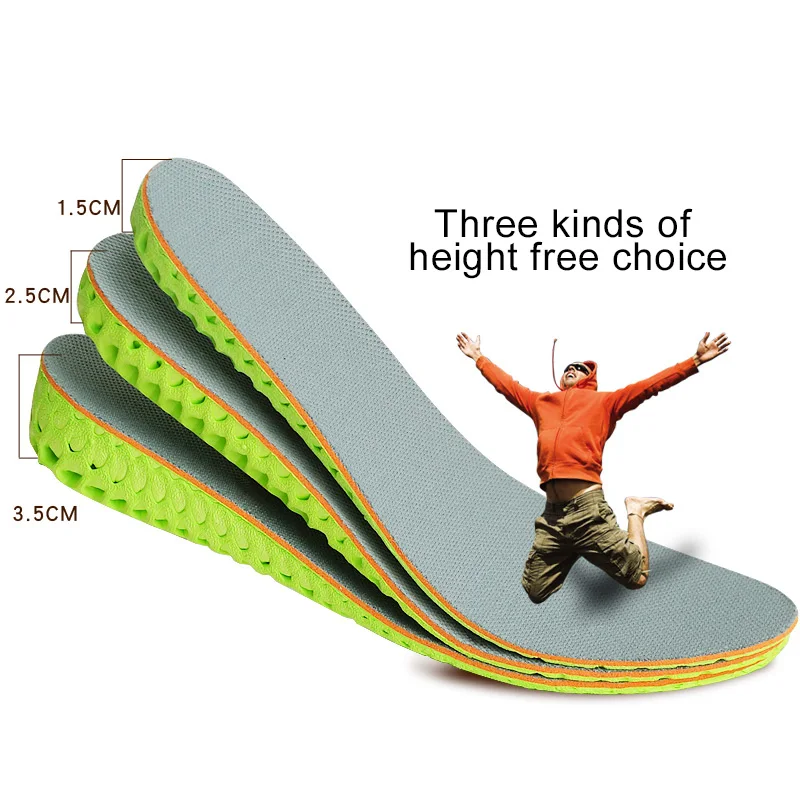 1.5cm-3.5cm Elevator Height Increase Cut Free Size Honeycomb Insole for Men and Women Absorb Sweat Breathable Shock Absorption
