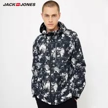 JackJones осеннее Мужское пальто с чернильным принтом Повседневная куртка с капюшоном и длинным рукавом 218321512