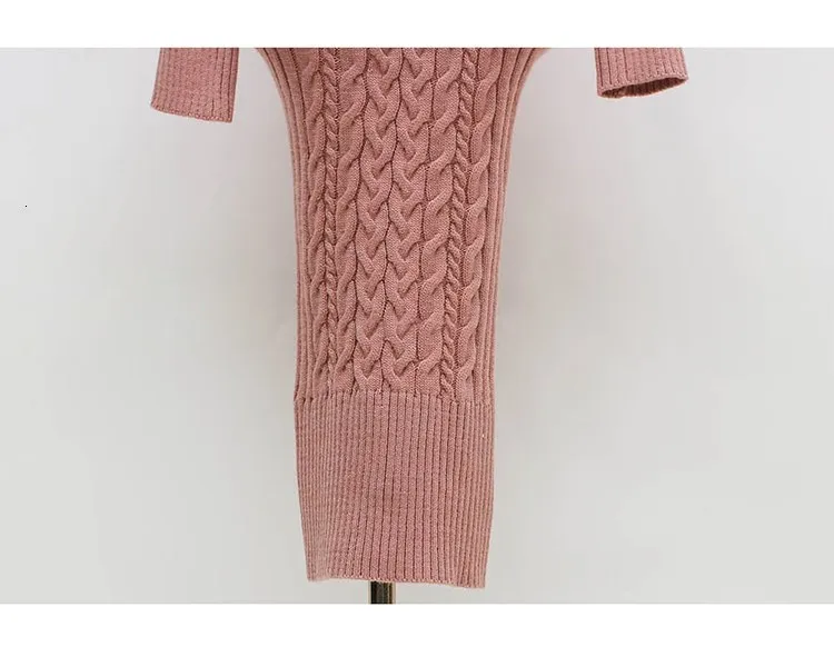 Элегантный зимний теплый вязаный свитер платье Женская мода Turtlenek с длинным рукавом сплит платье-футляр облегающее платье-карандаш