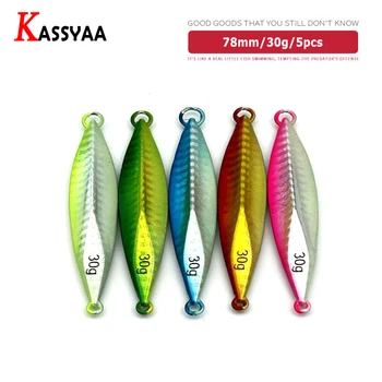 

5pcs/Kit Long Cast Metal Jigging Hard Baits 78mm30g Wholesale Lead Spinner Spoon Seap Sea Bass Fishing Lures New Fishing Tackle