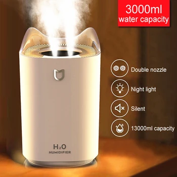 

2020Fall New 3L Air humidifier Double Nozzle Cool Mist Aroma Diffuser With Colorful LED light Heavy fog Halloween Christamas
