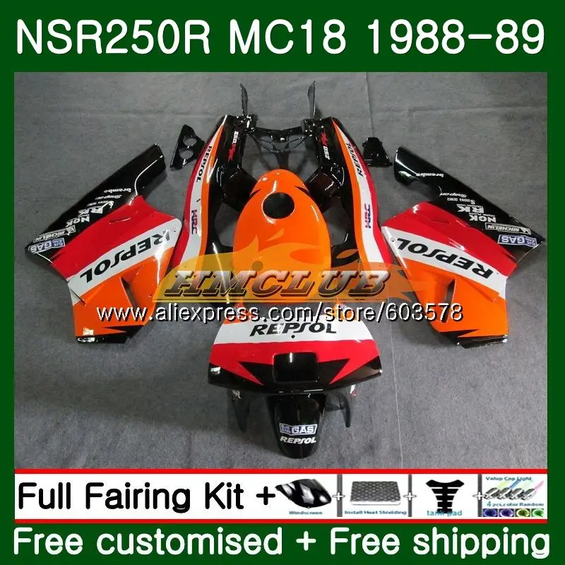 Комплект для HONDA NSR 250 R MC18 PGM2 СМП 250R NS250 NSR250R 1988 1989 100CL. 57 Горячая Repsol MC16 NSR250 R RR NSR250RR 88 89 обтекатель