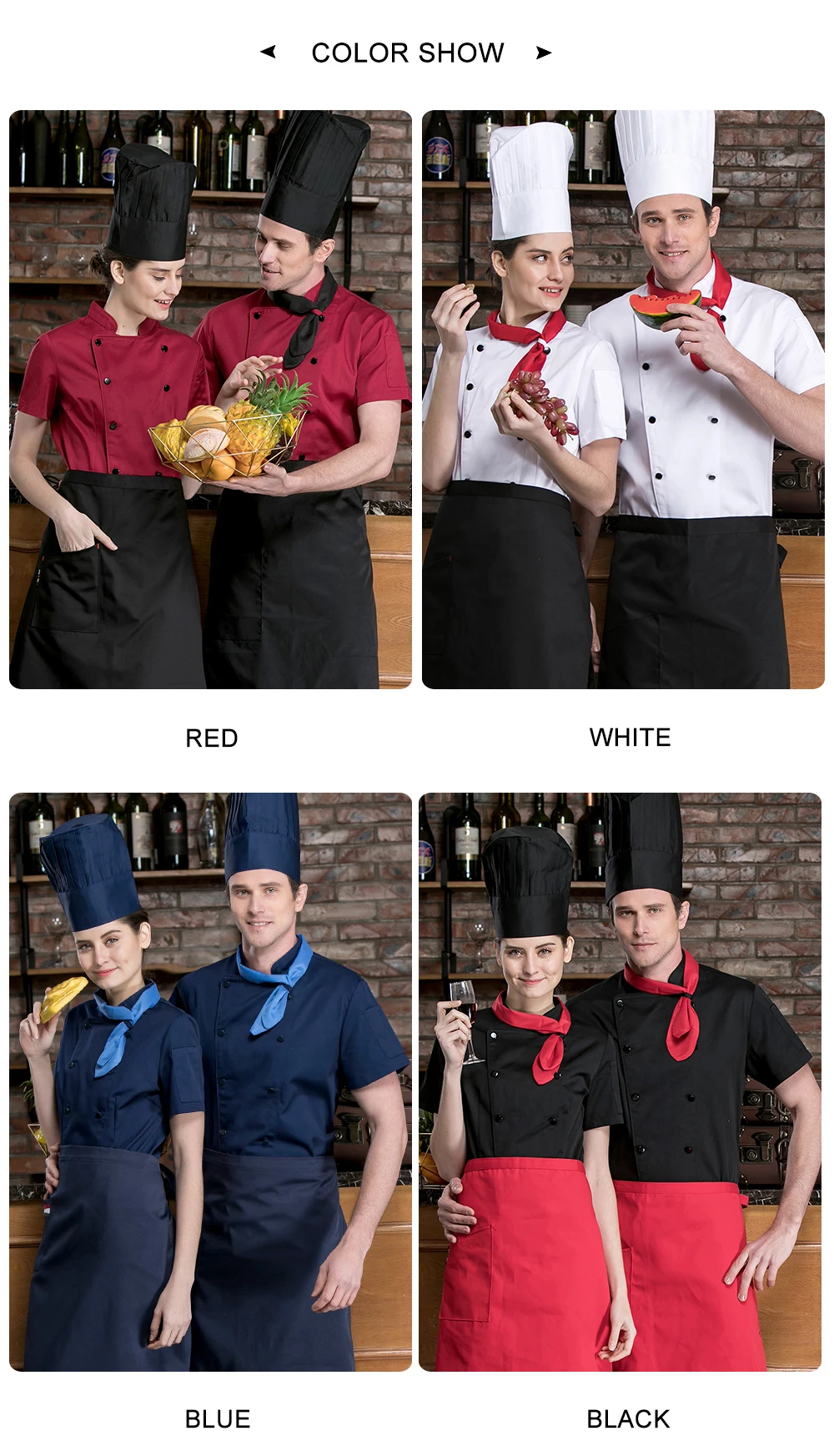 Double Breasted Chef Short Sleeve Work shirts Restaurant Kitchen Cook Jackets Wholesale Catering Bar Waiter Waitress Uniform new