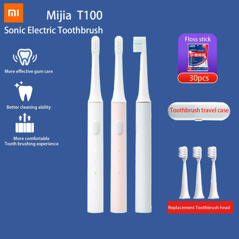 Orignal Xiaomi Mijia Sonic Electric Toothbrush Mi T100 Tooth Brush Colorful USB Rechargeable IPX7 Waterproof Travle Scoocl Home Orignal Xiaomi Mijia Sonic Electric Toothbrush Mi T100 Tooth Brush Colorful USB Rechargeable IPX7 Waterproof Travle Scoocl Home
