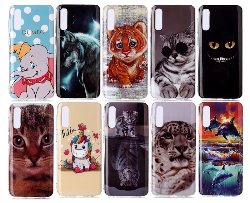 Soft TPU Phone Case For Coque Samsung Galaxy A70 Cute Cat Tiger Back Cover Etui A 70 SM-A705F | Мобильные телефоны и