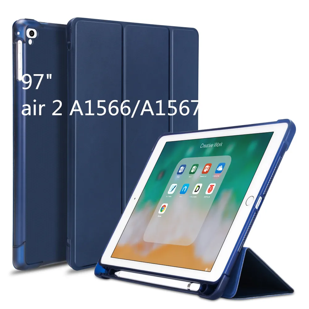 Серебристый Чехол для iPad air2, чехол, 9,7 дюйма, силиконовый мягкий чехол из искусственной кожи, умный чехол для iPad, чехол 6-го поколения - Цвет: Серебристый