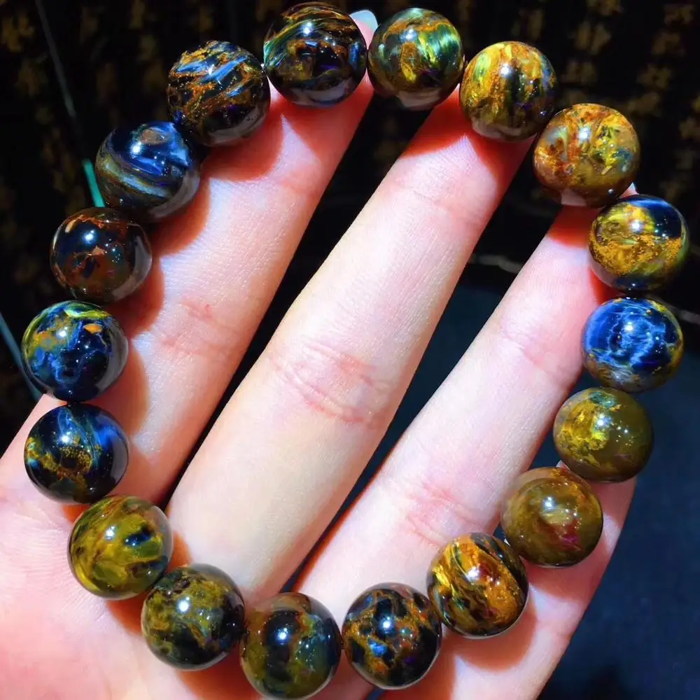 

11mm Natural Namibia Blue Yellow Pietersite Bracelet Gemstone Love Chatoyant Gift Round Beads Fashion Certificate AAAAA