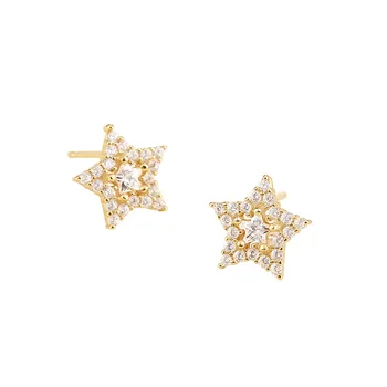 

S925 Sterling Silver Earrings Female Korean Star Diamond Earrings Simple Net Red Temperament Personality Earrings