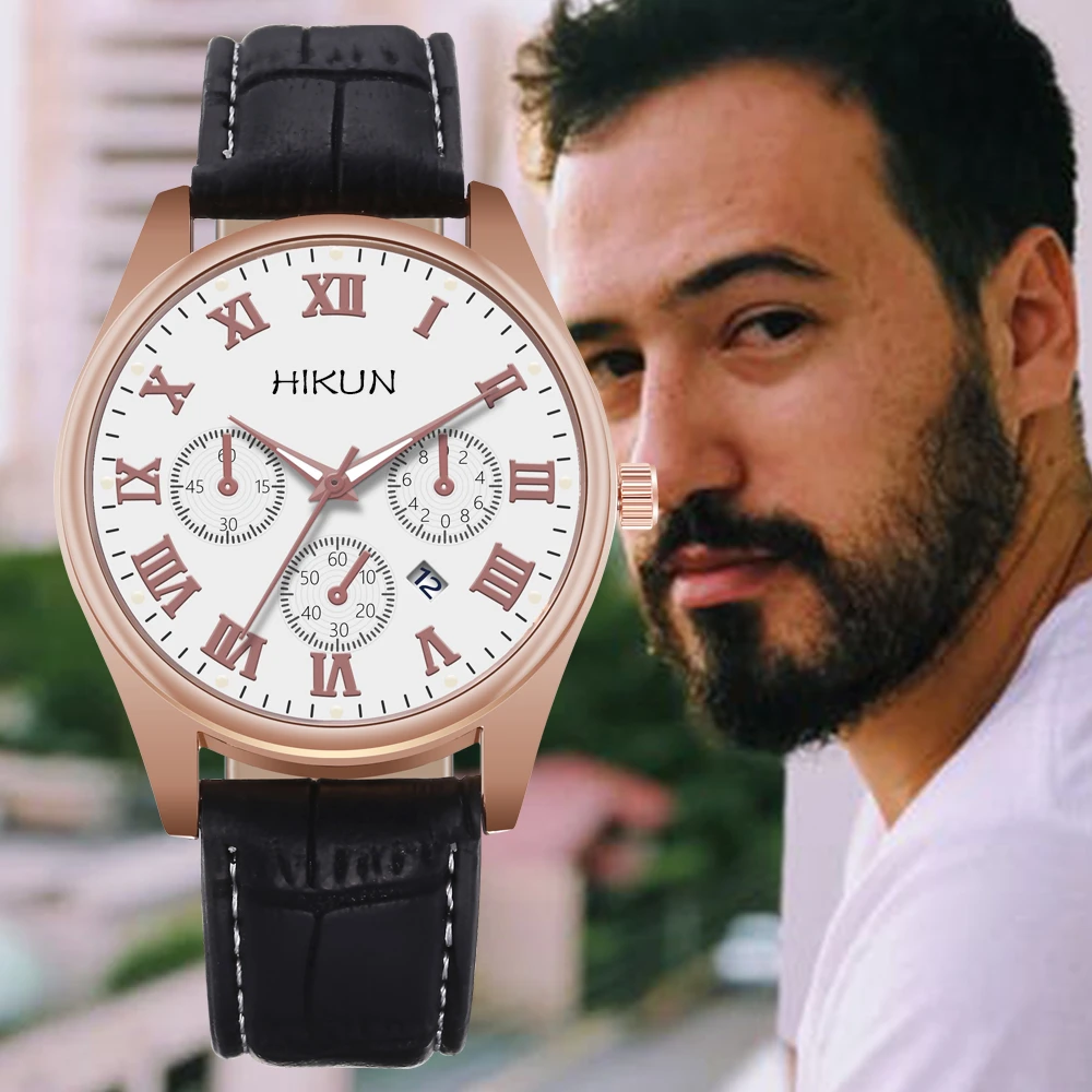 

2020 Blu-ray Glass Men's Quartz Watch Luminous Business Casual Retro Calendar Sport Leather Strap Relogio Masculino Reloj