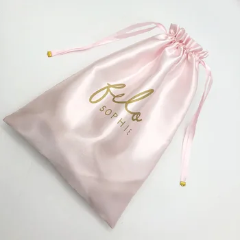 

20PCS High Quality Silk Fabric Bag Custom Print Logo Storage Bag Underwear/Makeup/Virgin/Wigs/ Packaging Hair Satin Bags