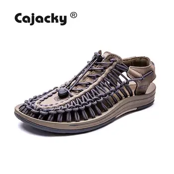 

Cajacky Handmade Sandals Men Gladiator Roman Style Beach Sandals Large Size 38-48 Fashion Sandals Casual Breathable Shoes Men
