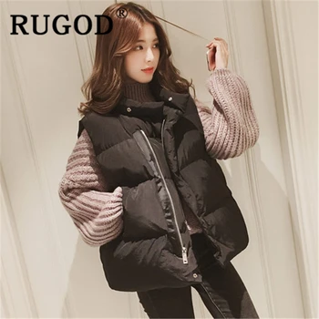 

RUGOD Casual solid zipper cotton vest coat for women windproof sleeveless waistcoat warm jackets vest female 2019 Winter snow