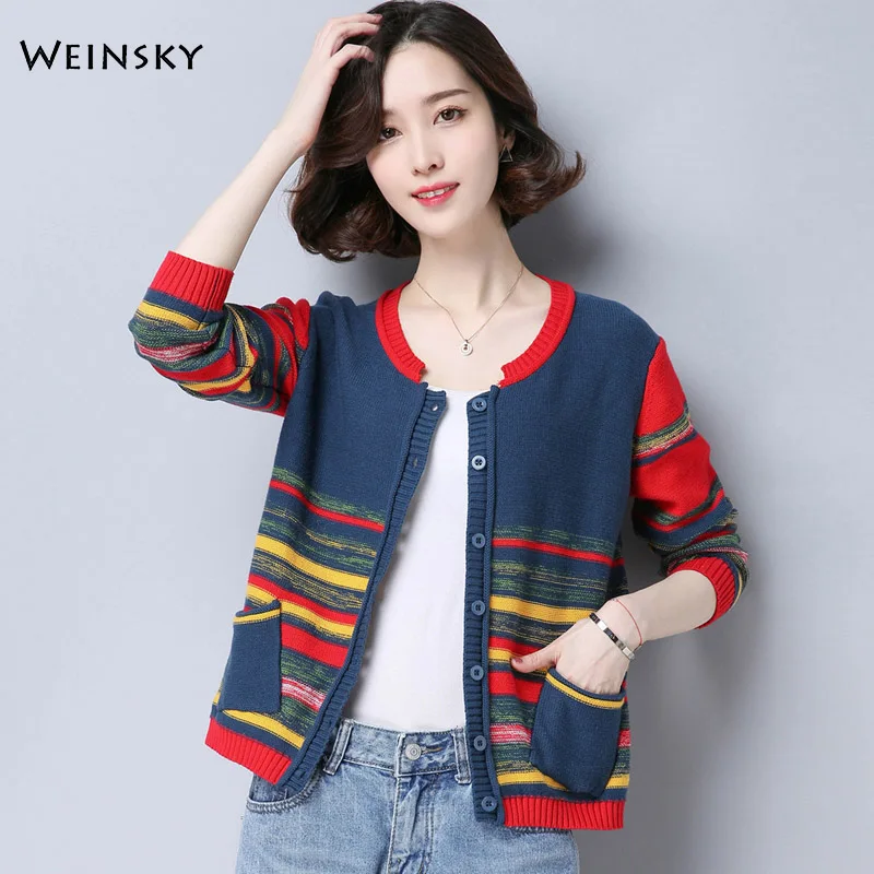 

Women Knitted Sweater And Cardigans Korean Fashion Vintage Style Female Sweaters 2019 Autumn And Winter New Coat
