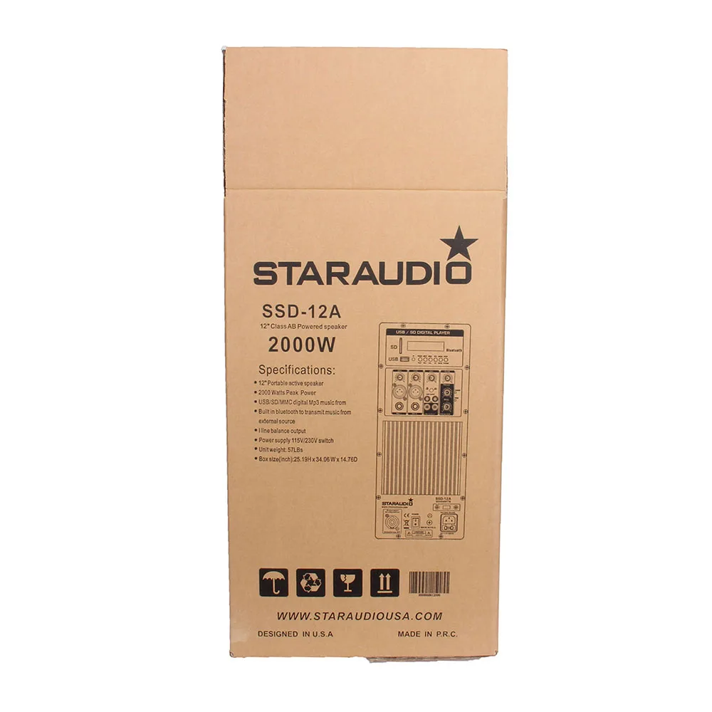 box of pair stage dj pa powered 2000w 12inch speakers for karaoke ktv stage pa dj system in the show