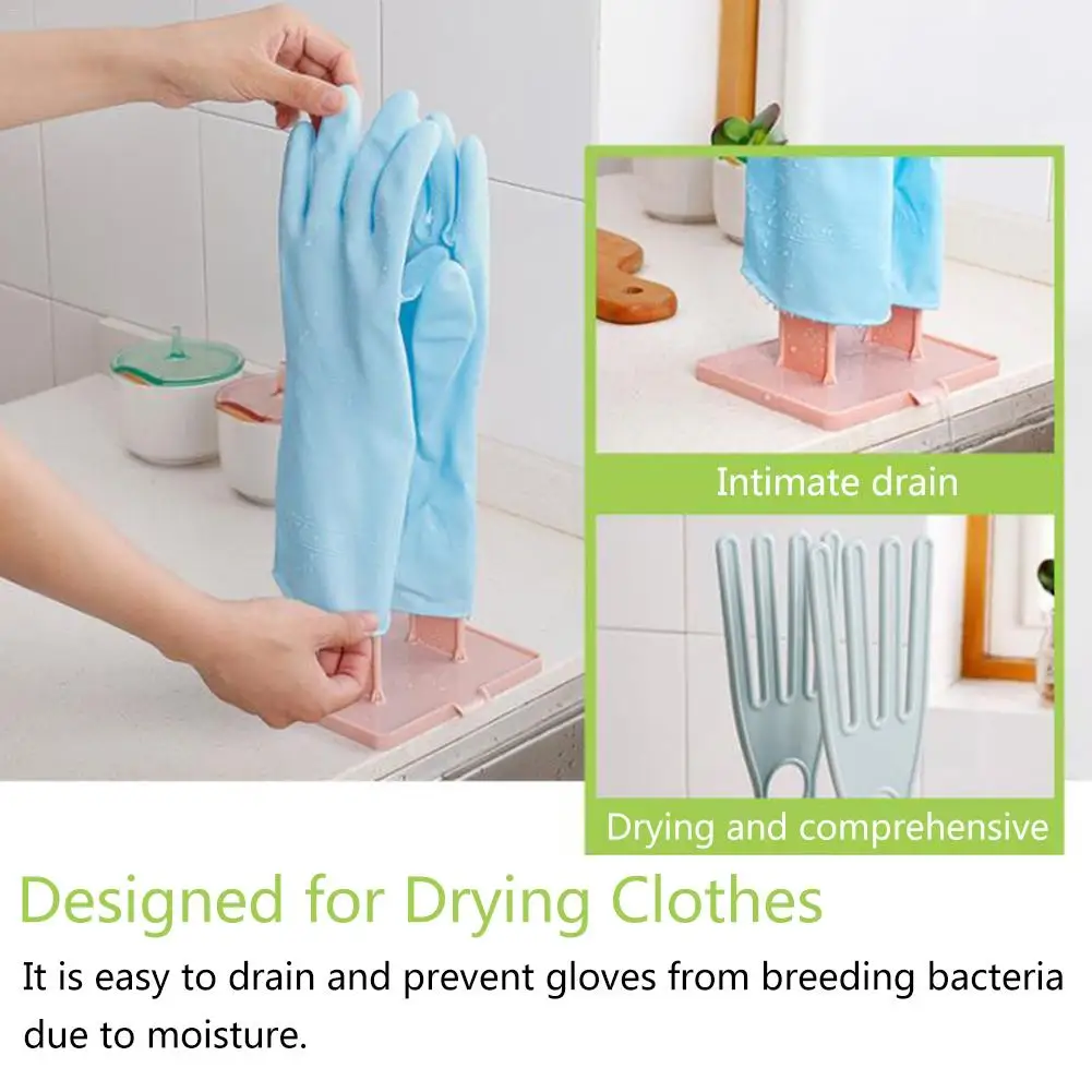Plastic Glove & Towel Drying Rack Holder For Sink - Blue ABS Organizer Stand