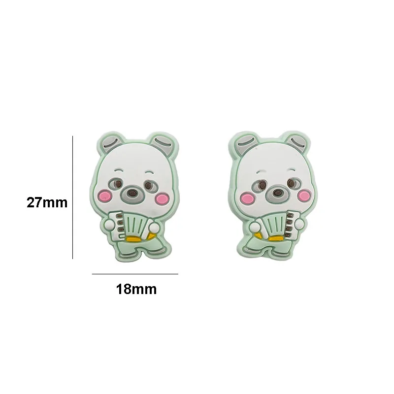 Chenkai 10PCS Cute Bear Silicone Loose Beads Silicone Teething Toys BPA Free For DIY Baby Nursing Shower Necklace Chain Gift