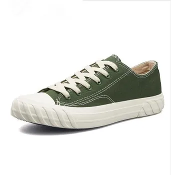 

YeddaMavis Man Casual Shoes Low Top Lace Up Men Vulcanize Shoes Canvas Shoes School Boys Teenage Shoes Green Color Male Footwera