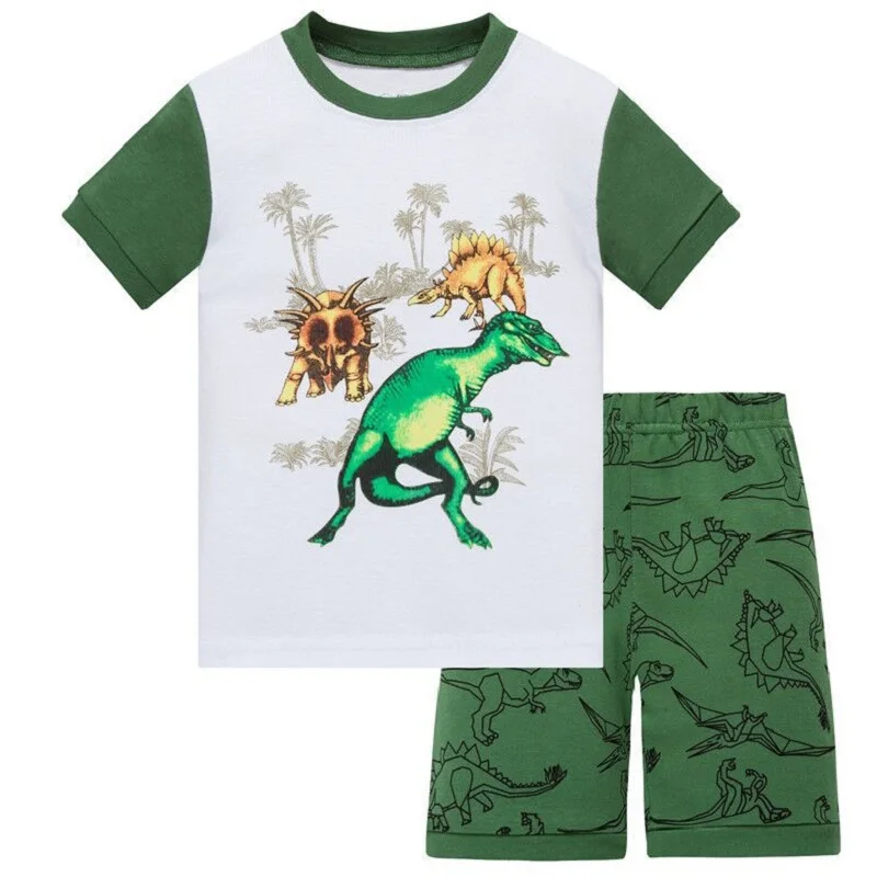 Популярные летние детские пижамы, одежда для маленьких мальчиков, костюм с героями мультфильмов, пижамы с короткими рукавами, детская одежда для сна, пижамные комплекты - Цвет: 16