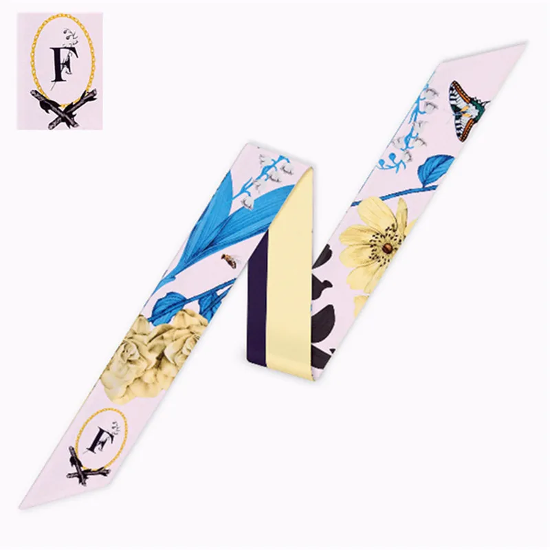 POBING 26 букв шарф дизайн принт женский шелковый шарф евро модный головной платок бренд маленький галстук сумка Тощий Созвездие шарф