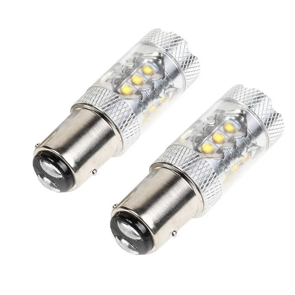 Фото Светодиодный стоп-сигнал, 2 шт., BAY15D 1157, 380, 12 В, белый, красный цвет, 16SMD, 80 Вт, двойная нить, комбинированный задний стоп-сигнал №2