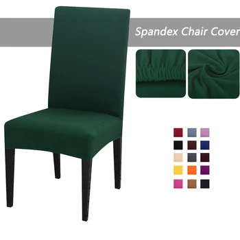

Solid Color Dining Room Elastic Strech Chair Cover Spandex Removable Washable Stretch Seat Protector for Wedding