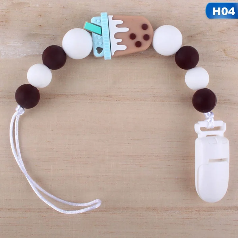 Cute Cartoon Animal Infants Chew Toy Nipple Feeding Appease Baby Pacifier Chain Kids Boys Girls Anti-fall Clip Chains - Цвет: BB6147H04