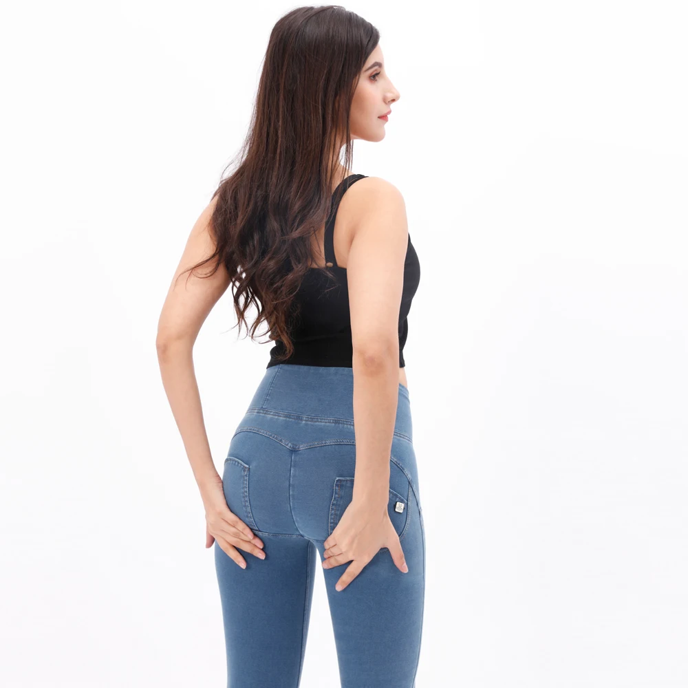 ajuste magro em jeans estiramento mulher transporte da gota