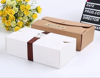 

20pcs Vintage Kraft Paper Cardboard Cookies Box Craft White Paper Gift Box For Candy Biscuit Baking Packaging Box