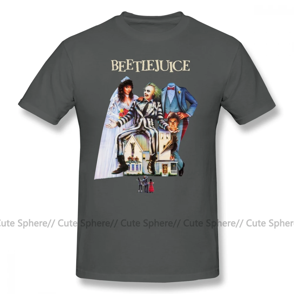 Футболка Beetlejuice, футболка Beetlejuice, 6xl, футболка с коротким рукавом, Мужская футболка с принтом, 100 хлопок, потрясающая уличная одежда, футболка - Цвет: Dark Grey