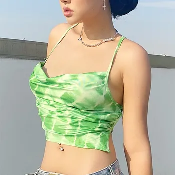

2020 New Women Floral Print Sleeveless Sexy Strappy Crop Tops Cute Summer Fashion Streetwear Outfits Sling Vest Harajuke Tops