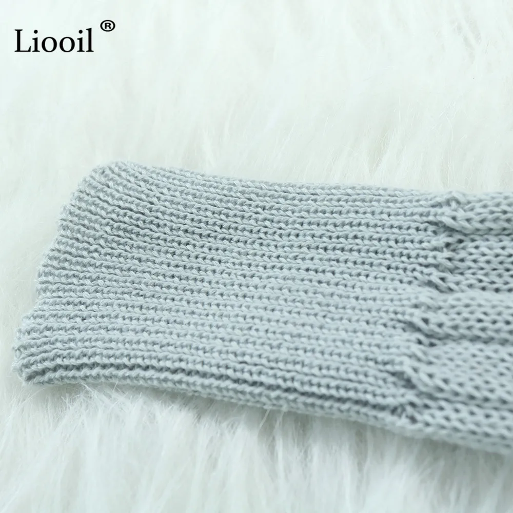 Liooil, вязаный комплект из двух предметов, свитер, топ и штаны, с длинным рукавом, с круглым вырезом, облегающие, вечерние, для ночного клуба, наряды для женщин, подходящие комплекты