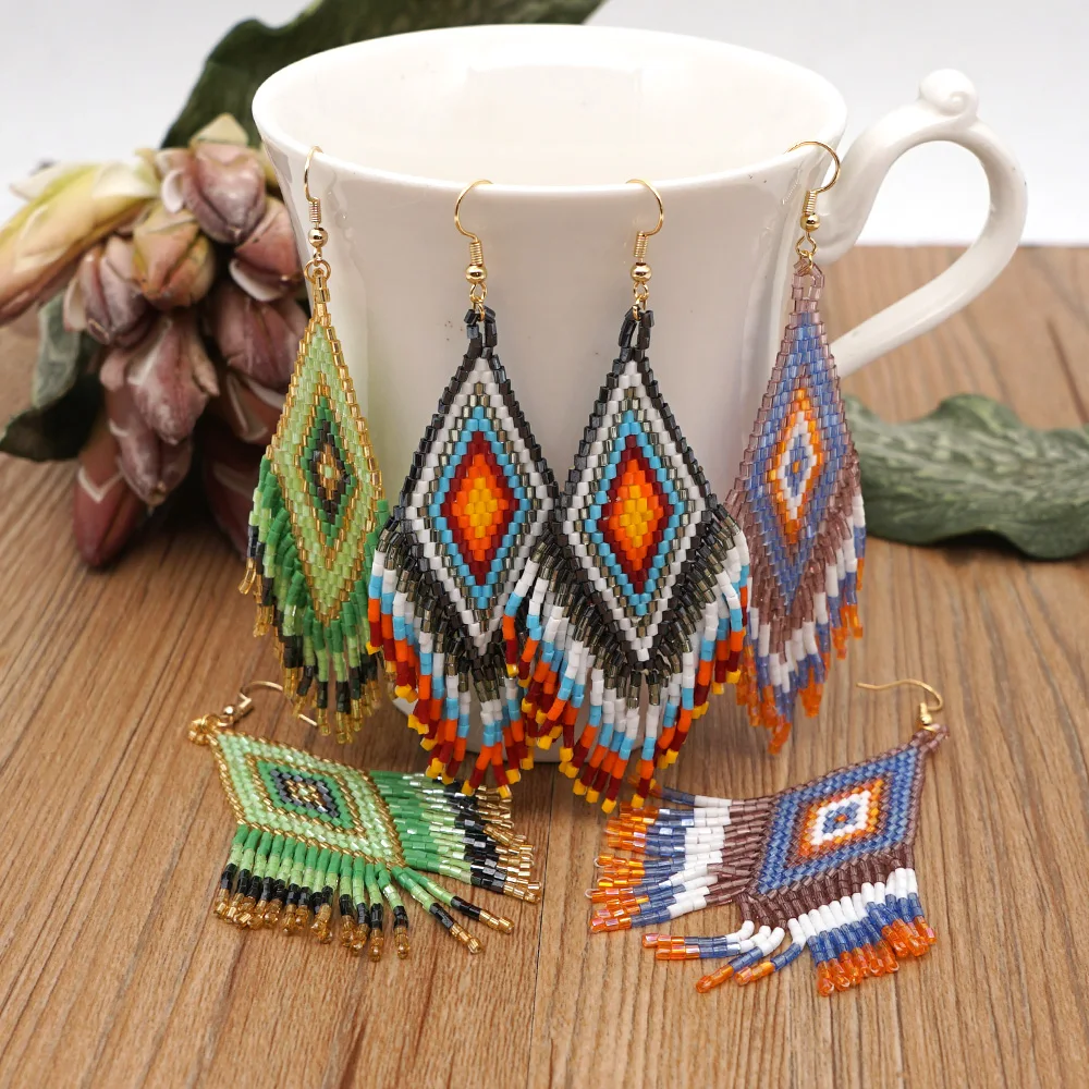 Женские плетеные серьги Go2boho в этническом стиле с бисером украшение ручной