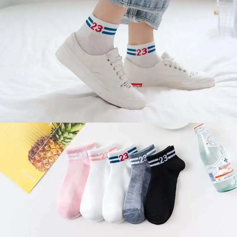 5 пар носков женские весенние и летние короткие хлопковые женские носки в Корейском стиле для колледжа спортивные носки