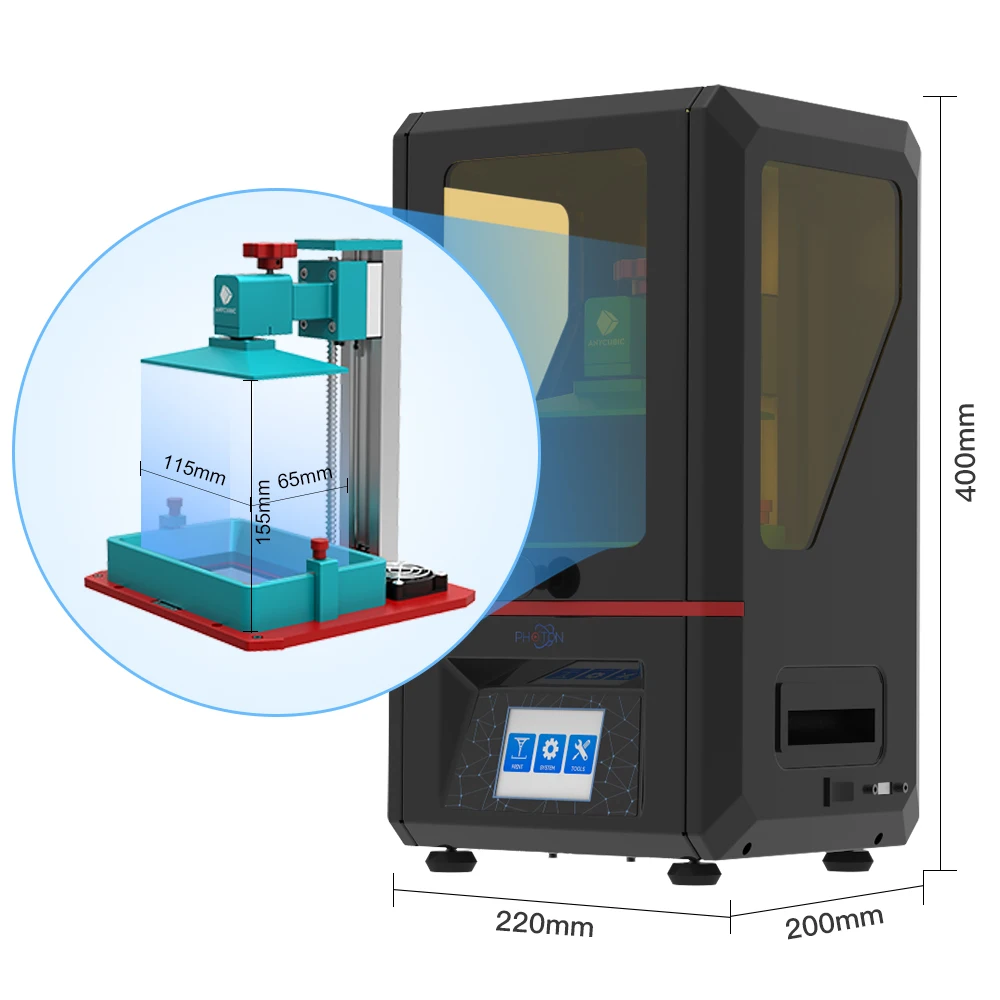 ANYCUBIC Фотон 3d принтер 405nm Смола SLA UV LED цветной TFT экран настольный комплект Drucker
