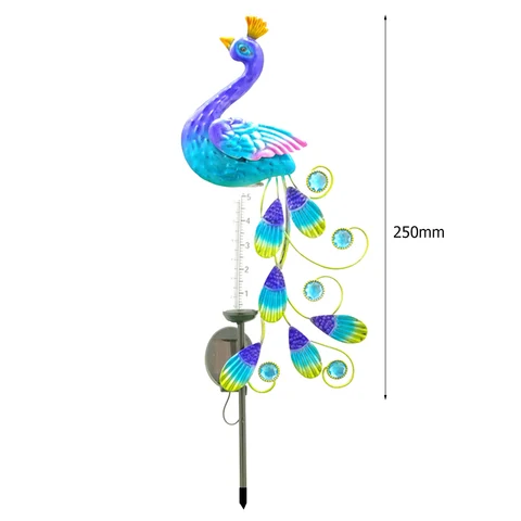 Solar Light with Rain Gauge Lawn Lamp Vintage Solar Powered Peacock Shape Greensward Lamp for Decoration
