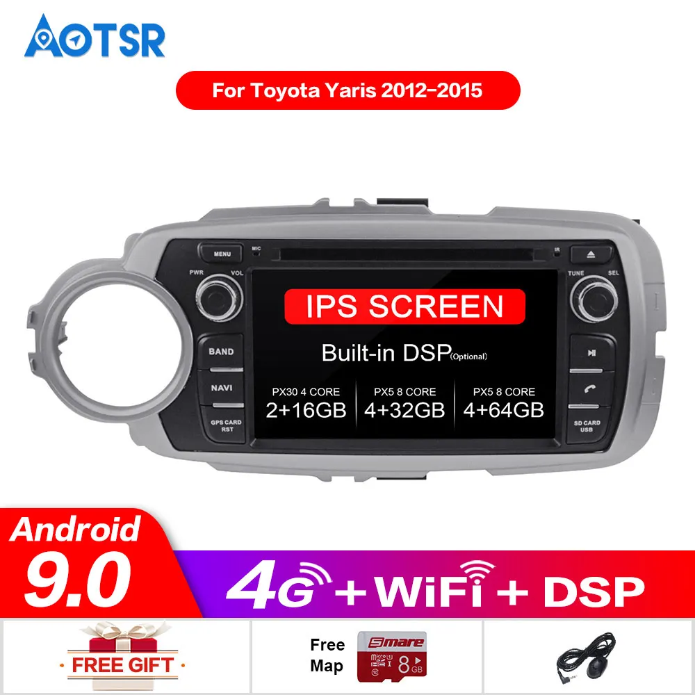 Автомобильный DVD плеер AOTSR 2 Din для Toyota Yaris 2012 2015 с GPS навигацией Bluetooth радио USB аудио