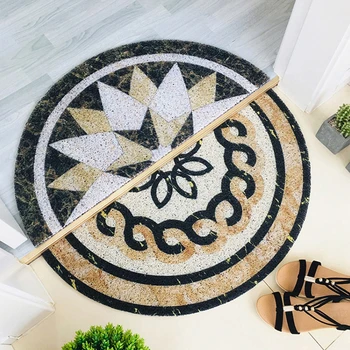 

Semi-Circle Doormat, Anti Slip Marble Pattern Half Moon PVC Floor Mat,30X60cm
