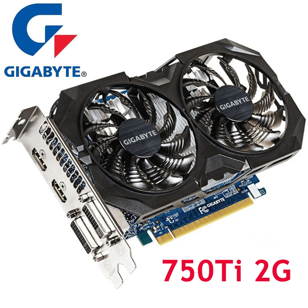 Видеокарты GIGABYTE GTX 750 Ti 2 Гб 128Bit GDDR5 видеокарты для nVIDIA Geforce GTX750Ti 2G Dvi Hdmi VGA карты 750Ti 2GB