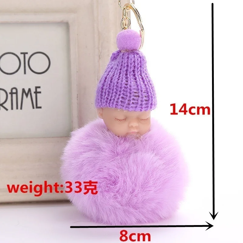 Cute Sleeping Baby Doll Keychains For Women Bag Toy Key Ring Fluffy Pom Pom Faux Fur Plush Keychains Car Key Holder Bag Pendant Key Chains Aliexpress