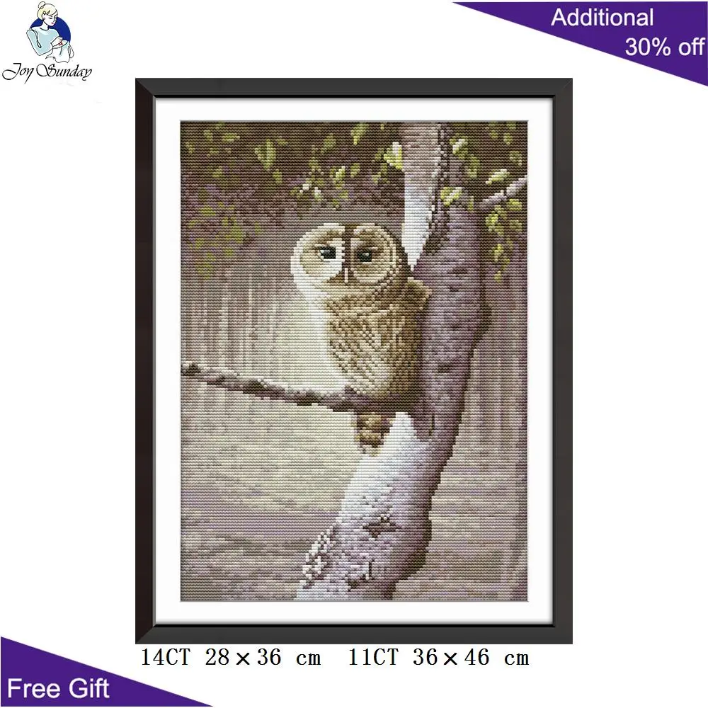 

Joy Sunday Owl Cross Stitch DA256 14CT 11CT Counted and Stamped Home Decoration Owl Needlework Embroidery DIY Cross Stitch kits