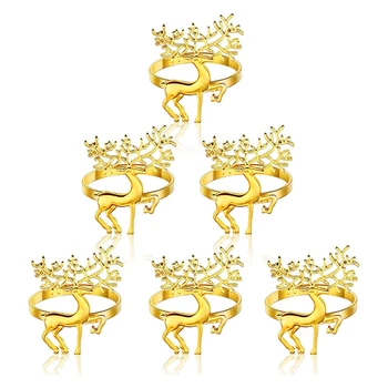 

6 Pcs Deer Napkin Rings,Napkin Ring for Christmas,Holiday Parties, Dinner Parties,Dining Table Decoration Supplies