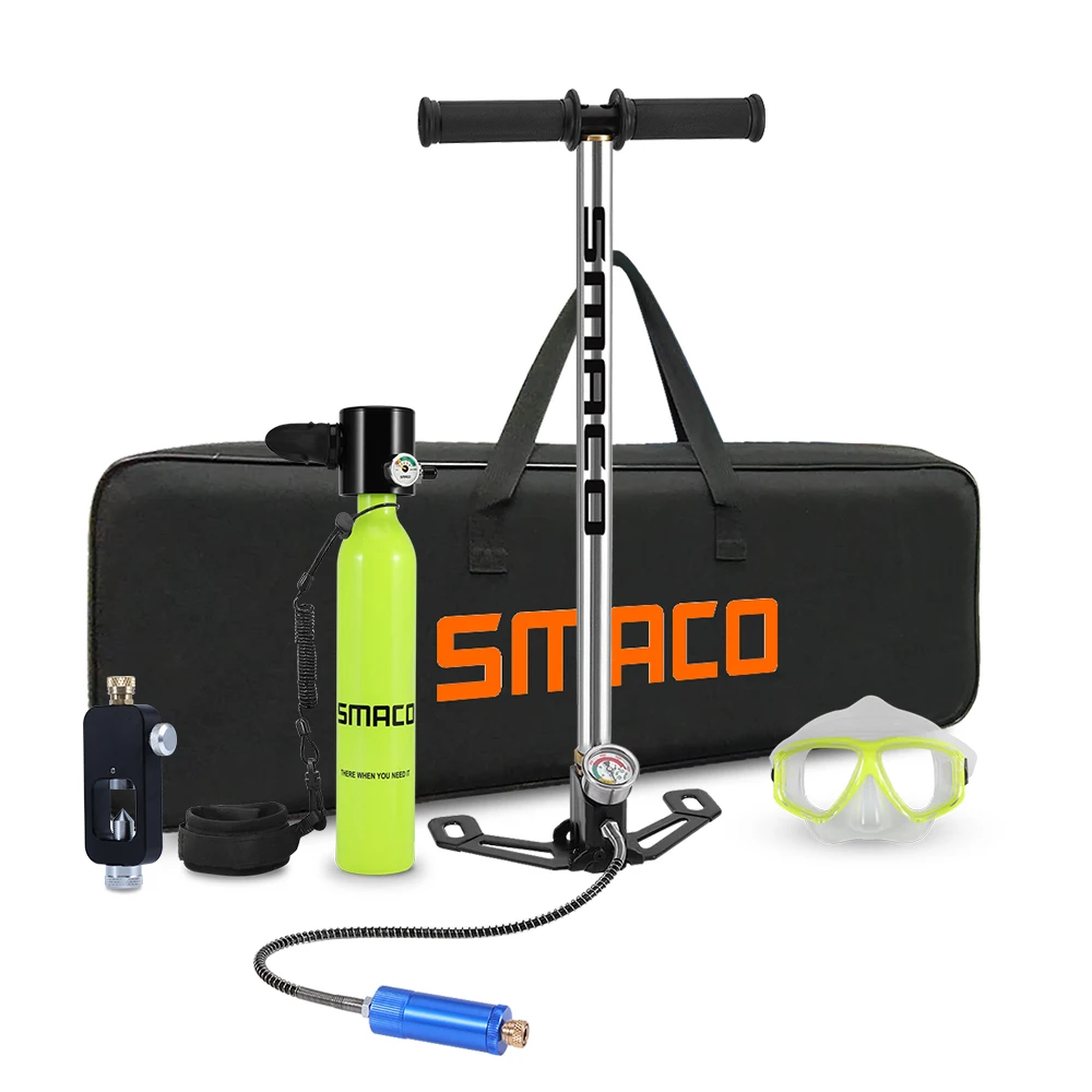 

SMACO Mini Scuba Diving Tank Equipment, Dive Cylinder with 8 Minutes Capability, 0.5 Litre Capacity with Refillable Design
