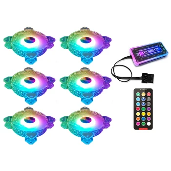 

COOLMOON 12cm 6pin Cooling Fan 1200RPM PC Computer Case Heatsink RGB Fan with Controller Kit