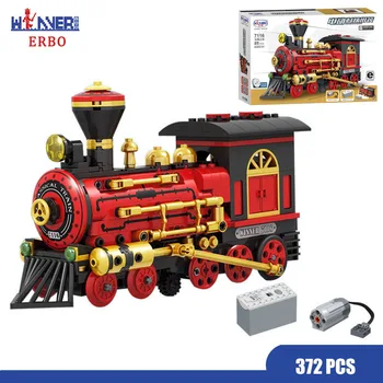 

ERBO 372pcs Electric Classical Train Building Blocks for City Technic Classic Power Train MOC Model DIY Bricks Toys for Kids