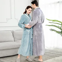 Зимний теплый длинный халат для влюбленных, плотное теплое Коралловое кимоно из рунной шерсти, банный халат размера плюс, ночные рубашки, халат для подружки невесты