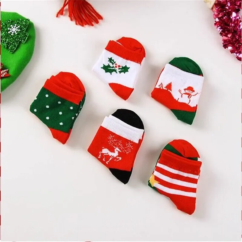 5 пар/лот, рождественские носки, подарок Санта-Клауса, детские рождественские забавные носки унисекс для мальчиков и девочек, модные зимние детские хлопковые носки
