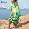 Cotton Long Beach Dress Robe de Plage Swimwear Women Cover ups Tunic Pareo Beach Cover up Kaftan Beach Saida de Praia Beachwear ► Photo 2/6